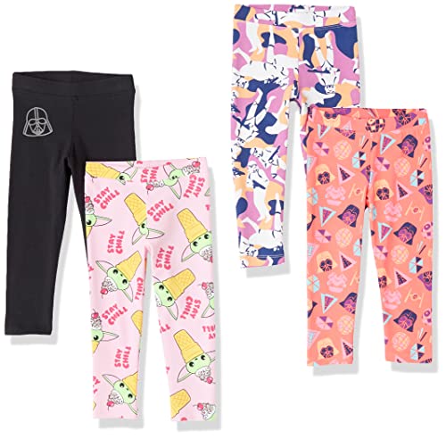 Amazon Essentials Disney | Marvel | Star Wars | Frozen | Princess Mädchen Leggings, 4er-Pack, Star Wars Vader, 5 Jahre von Amazon Essentials