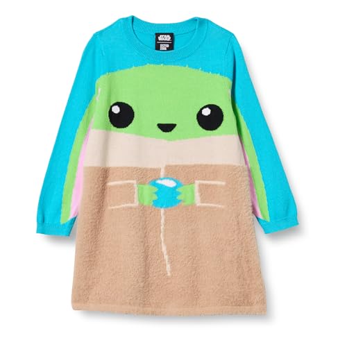 Amazon Essentials Disney | Marvel | Star Wars | Frozen | Princess Mädchen Sweatshirt-Kleider (Früher Spotted Zebra), Neon, Star Wars Child, 8 Jahre von Amazon Essentials