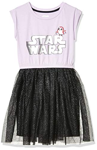 Amazon Essentials Disney | Marvel | Star Wars Mädchen Tutu-Strickkleider mit kurzen Ärmeln - Auslauffarben, Purpur Schwarz Star Wars Logo, 4 Jahre von Amazon Essentials