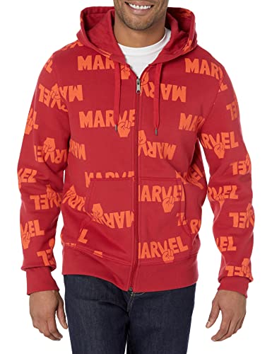 Amazon Essentials Disney | Marvel | Star Wars Herren Fleece-Kapuzenpulli mit durchgehendem Reißverschluss (erhältlich in Big & Tall), Marvel Multi Peace, L von Amazon Essentials