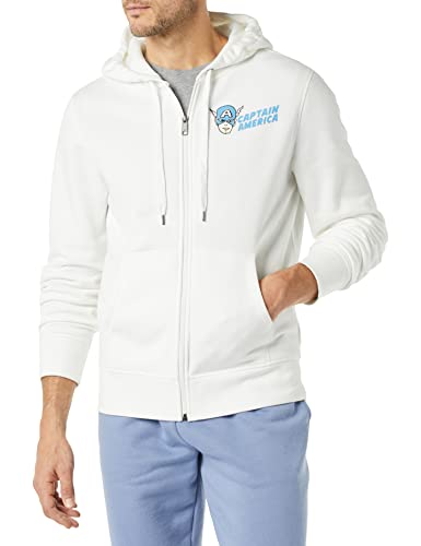 Amazon Essentials Disney | Marvel | Star Wars Herren Fleece-Kapuzenpulli mit durchgehendem Reißverschluss - Auslauffarben, Marvel Captain America, XXL von Amazon Essentials