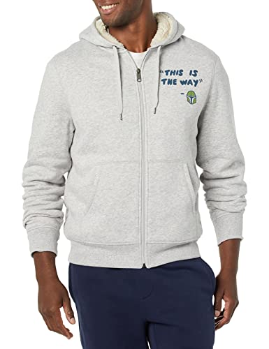 Amazon Essentials Disney | Marvel | Star Wars Herren Kapuzen-Sweatshirt mit Sherpa-Futter und durchgehendem Reißverschluss, Star Wars Mando, XL von Amazon Essentials
