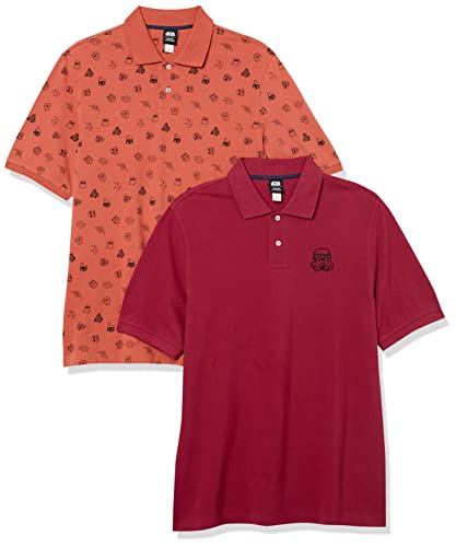 Amazon Essentials Disney | Marvel | Star Wars Herren Piqué-Poloshirt aus Baumwolle, Normale Passform, 2er-Pack, Star Wars Red Stormtrooper, S von Amazon Essentials