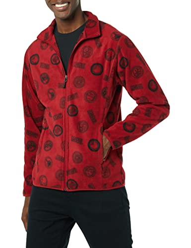 Amazon Essentials Disney | Marvel | Star Wars Herren Polarfleece-Jacke mit durchgehendem Reißverschluss und Stehkragen, Marvel Logo, XXL von Amazon Essentials