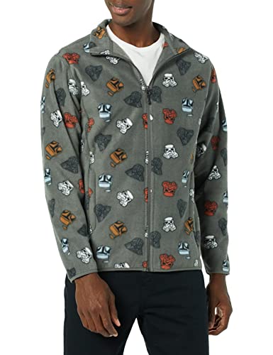 Amazon Essentials Disney | Marvel | Star Wars Herren Polarfleece-Jacke mit durchgehendem Reißverschluss und Stehkragen, Star Wars Vader, M von Amazon Essentials