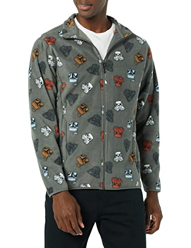 Amazon Essentials Disney | Marvel | Star Wars Herren Polarfleece-Jacke mit durchgehendem Reißverschluss und Stehkragen, Star Wars Vader, S von Amazon Essentials