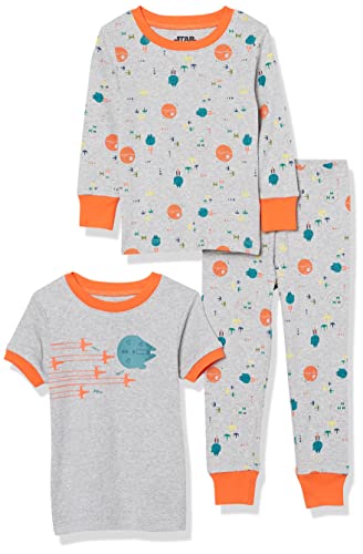 Amazon Essentials Disney | Marvel | Star Wars Jungen Eng anliegende Baumwoll-Schlafanzüge, 3er-Pack, 3-teiliges Star Wars Schiffs-Set, 4 Jahre von Amazon Essentials