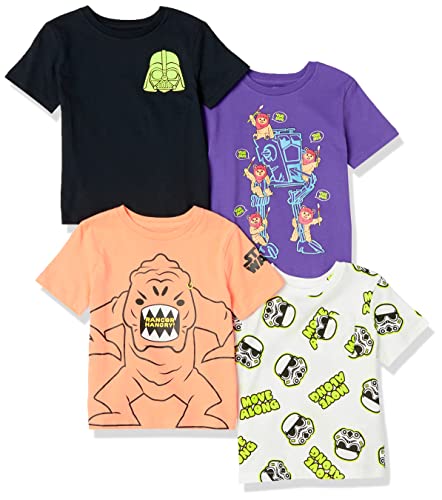 Amazon Essentials Disney | Marvel | Star Wars Jungen Kurzärmlige T-Shirts (zuvor Spotted Zebra), 4er-Pack, Star Wars Move Along, 3 Jahre von Amazon Essentials