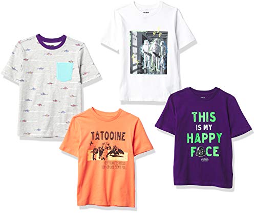 Amazon Essentials Disney | Marvel | Star Wars Jungen Kurzärmlige T-Shirts (zuvor Spotted Zebra), 4er-Pack, Star Wars Troopers, 6-7 Jahre von Amazon Essentials