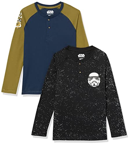 Amazon Essentials Disney | Marvel | Star Wars Jungen Langärmelige Henley-T-Shirts, 2er-Pack, Star Wars Icons, 3 Jahre von Amazon Essentials