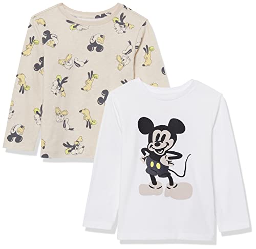 Amazon Essentials Disney | Marvel | Star Wars Jungen Langärmelige T-Shirts, 2er-Pack, Gewellter Mickey, 10 Jahre von Amazon Essentials