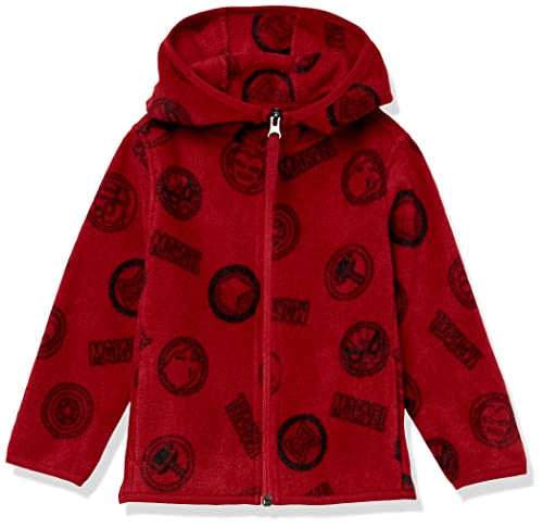 Amazon Essentials Disney | Marvel | Star Wars Jungen Polar-Fleecejacke mit durchgehendem Reißverschluss und Kapuze, Marvel Logo, 11-12 Jahre von Amazon Essentials