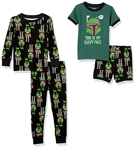 Amazon Essentials Disney | Marvel | Star Wars Jungen Pyjama-Set (Früher Spotted Zebra), 2er-Pack, Noir/Vert, Star Wars Boba Fett Logo, 3 Jahre von Amazon Essentials