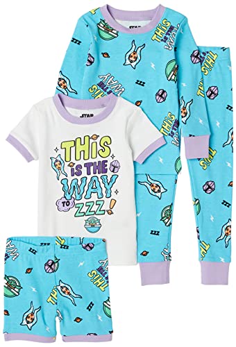 Amazon Essentials Disney | Marvel | Star Wars Mädchen Pyjama-Set, 4-Teilig (Zuvor Spotted Zebra), Star Wars Mandalorian Friends, 4 Jahre von Amazon Essentials