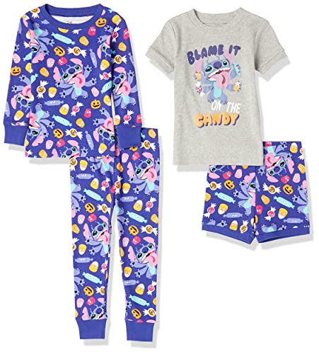 Amazon Essentials Disney | Marvel | Star Wars Mädchen Pyjama-Set, 4-Teilig (Zuvor Spotted Zebra), Stitch Bonbon, 3 Jahre von Amazon Essentials