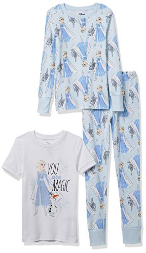 Amazon Essentials Disney | Marvel | Star Wars Mädchen Pyjama-Set (Früher Spotted Zebra), Weiß/Blau, Frozen/Magic, 11-12 Jahre von Amazon Essentials