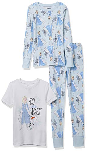 Amazon Essentials Disney | Marvel | Star Wars Mädchen Pyjama-Set (Früher Spotted Zebra), Weiß/Blau, Frozen/Magic, 8 Jahre von Amazon Essentials