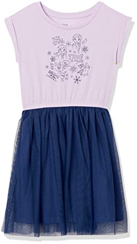 Amazon Essentials Disney | Marvel | Star Wars Mädchen Tutu-Strickkleider mit kurzen Ärmeln - Auslauffarben, Frozen ELSA & Olaf, 2 Jahre von Amazon Essentials