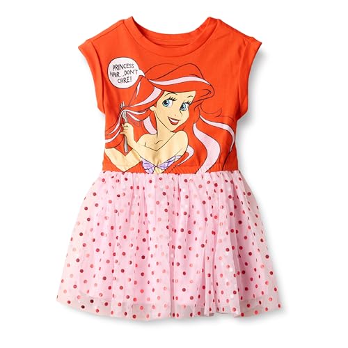 Amazon Essentials Disney | Marvel | Star Wars Mädchen Tutu-Strickkleider mit kurzen Ärmeln - Auslauffarben, Princess Ariel, 10 Jahre von Amazon Essentials