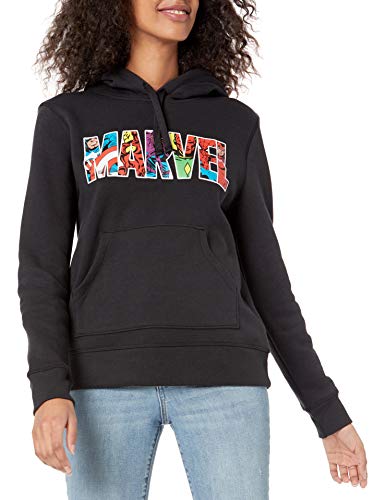 Amazon Essentials Disney | Marvel | Star Wars | Princess Damen Fleece-Kapuzenpulli (in Übergröße erhältlich), Marvel-Figur Mit Logo, L von Amazon Essentials