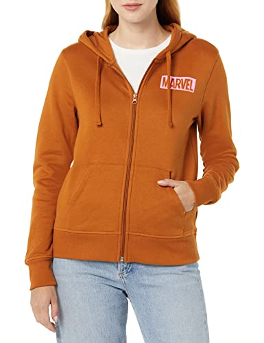 Amazon Essentials Disney | Marvel | Star Wars | Princess Damen Fleece-Kapuzenpulli mit durchgehendem Reißverschluss (in Übergröße erhältlich), Marvel Logo, XL von Amazon Essentials