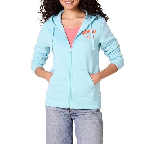 Amazon Essentials Disney | Marvel | Star Wars | Princess Damen Fleece-Kapuzenpulli mit durchgehendem Reißverschluss (in Übergröße erhältlich), Star Wars Grogu, L von Amazon Essentials