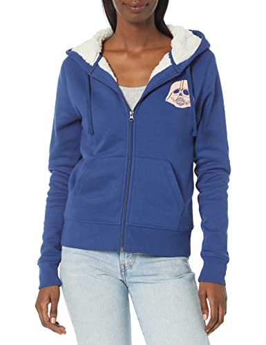 Amazon Essentials Disney | Marvel | Star Wars | Princess Damen Hoodies mit Sherpa-Fleece-Futter und durchgehendem Reißverschluss, Star Wars Darth, S von Amazon Essentials