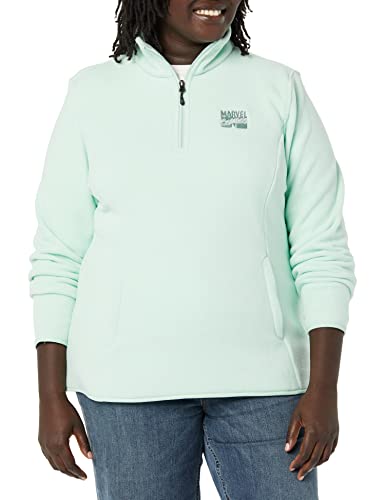 Amazon Essentials Disney | Marvel | Star Wars | Princess Damen Polar-Fleece-Mockjacken mit Viertelreißverschluss, Marvel Comic Logo, XXL von Amazon Essentials