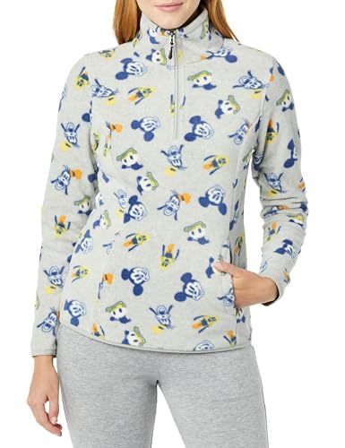 Amazon Essentials Disney | Marvel | Star Wars | Princess Damen Polar-Fleece-Mockjacken mit Viertelreißverschluss, Mickey und Freunde, S von Amazon Essentials