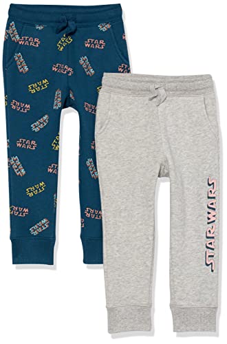 Amazon Essentials Disney | Marvel | Star Wars | Princess Mädchen Fleece-Jogginghose, 2er-Pack, Aufdruck Star Wars Logo, 6-7 Jahre von Amazon Essentials