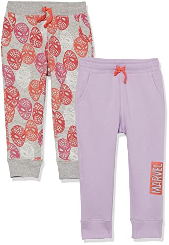 Amazon Essentials Disney | Marvel | Star Wars | Princess Mädchen Fleece-Jogginghose, 2er-Pack, Marvel Logo/Spiderman, 10 Jahre von Amazon Essentials