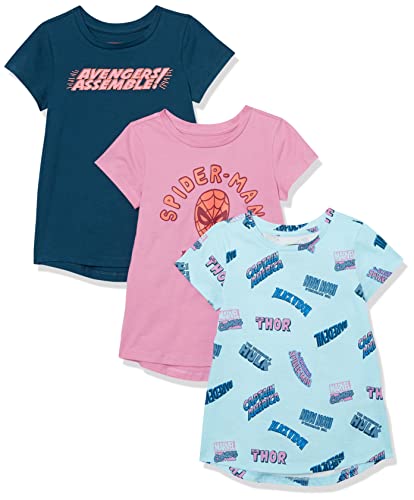 Amazon Essentials Disney | Marvel | Star Wars | Princess Mädchen Kurzärmelige Tunika-T-Shirts, 3er-Pack, 3er-pack Marvel Heroes, 9 Jahre von Amazon Essentials