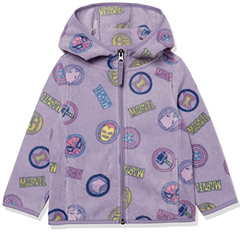 Amazon Essentials Disney | Marvel | Star Wars | Princess Mädchen Polar-Fleecejacke mit durchgehendem Reißverschluss und Kapuze, Marvel Logo, 11-12 Jahre von Amazon Essentials