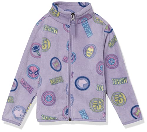 Amazon Essentials Disney | Marvel | Star Wars | Princess Mädchen Polarfleece-Jacke mit durchgehendem Reißverschluss und Stehkragen, Marvel Logo, 8 Jahre von Amazon Essentials