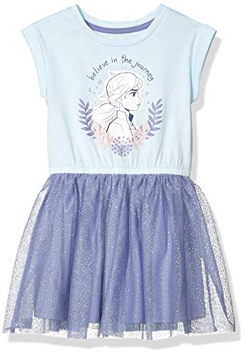 Amazon Essentials Disney | Marvel | Star Wars | Frozen | Princess Mädchen Kurzärmlige Tutu-Strickkleider (zuvor Spotted Zebra), Blau Frozen 2 Fearless, 9 Jahre von Amazon Essentials