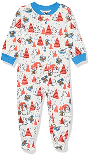 Amazon Essentials Disney | Marvel | Star Wars Unisex Baby Eng anliegender Pyjama aus Baumwolle mit Fuß, Star Wars Mando Winter - Sleep & Play, 0-3 Monate von Amazon Essentials