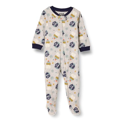 Amazon Essentials Disney | Marvel | Star Wars Unisex Baby Eng anliegender Pyjama aus Baumwolle mit Fuß, Star Wars Winter - Sleep & Play, Frühchen von Amazon Essentials