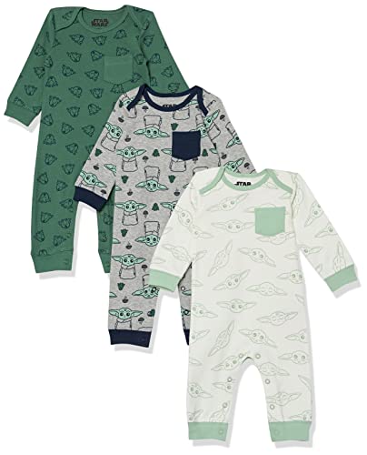 Amazon Essentials Disney | Marvel | Star Wars Unisex Baby Baumwoll-Overalls, 3er-Pack, Star Wars The Child, Frühchen von Amazon Essentials