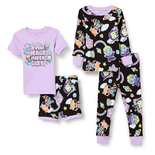 Amazon Essentials Disney | Marvel | Star Wars Mädchen Pyjama-Set (Früher Spotted Zebra), 4er-Pack, Marvel Guardians, 9 Jahre von Amazon Essentials