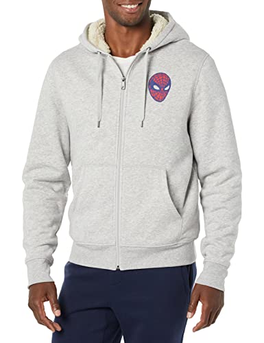 Amazon Essentials Disney | Marvel | Star Wars Herren Kapuzen-Sweatshirt mit Sherpa-Futter und durchgehendem Reißverschluss, Marvel Spider-Man, S von Amazon Essentials