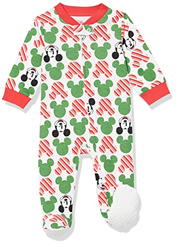 Amazon Essentials Disney | Marvel Baby Jungen Eng anliegende Baumwoll-Schlafanzüge, Mickey Holiday - Sleep & Play, 3-6 Monate von Amazon Essentials