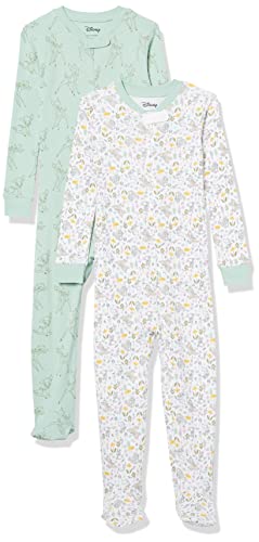 Amazon Essentials Disney | Marvel | Star Wars Unisex Baby Eng anliegender Pyjama aus Baumwolle mit Fuß, 2er-Pack, Bambi Nature Print, 12 Monate von Amazon Essentials