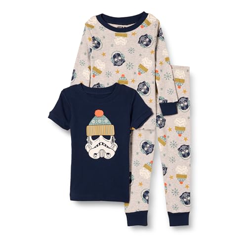 Amazon Essentials Disney | Marvel | Star Wars | Princess Unisex Kinder Eng anliegender Baumwoll-Schlafanzug, Star Wars/Winter, 5 Jahre von Amazon Essentials