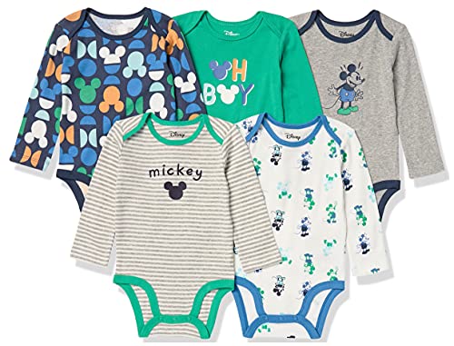 Amazon Essentials Disney | Marvel | Star Wars Unisex Baby Langärmelige Bodys-Auslauffarben, 5er-Pack, Mickey Oh Boy, Frühchen von Amazon Essentials