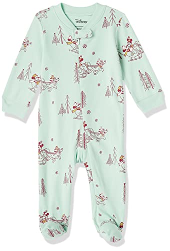 Amazon Essentials Disney | Marvel | Star Wars Unisex Baby Eng anliegende Baumwoll-Schlafanzüge, Mickey Winter - Sleep & Play, 0-3 Monate von Amazon Essentials