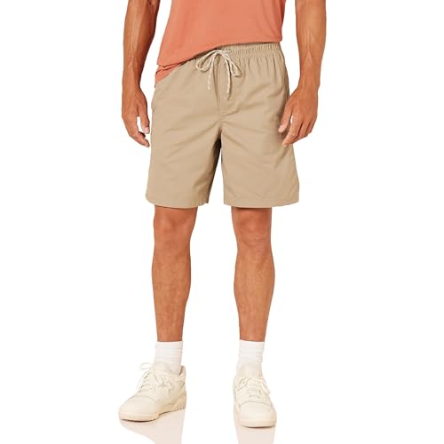 Amazon Essentials Herren Walkshorts Schrittlänge 20 cm lockere Passform mit Kordelzug (in Übergröße erhältlich), Khakibraun, XS von Amazon Essentials