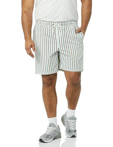 Amazon Essentials Herren Walkshort mit Kordelzug (in Übergröße erhältlich), Grün Rosa Vertikale Streifen, M von Amazon Essentials