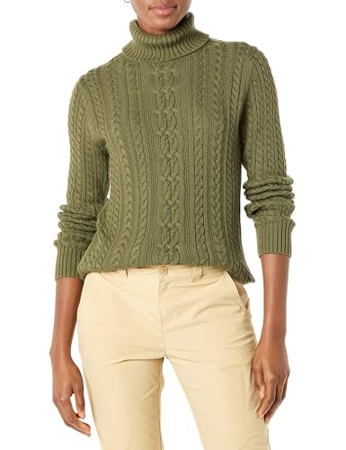 Amazon Essentials Damen Leichter Rollkragenpullover Mit Zopfmuster (Erhältlich In Übergröße), Olivgrün, 5XL Große Größen von Amazon Essentials