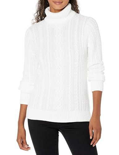 Amazon Essentials Damen Leichter Rollkragenpullover Mit Zopfmuster (Erhältlich In Übergröße), Weiß, 6XL Große Größen von Amazon Essentials