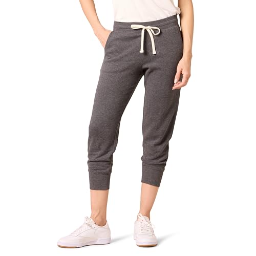 Amazon Essentials Damen Fleece-Capri-Jogginghose (in Übergröße erhältlich), Dunkelgrau Meliert, L von Amazon Essentials
